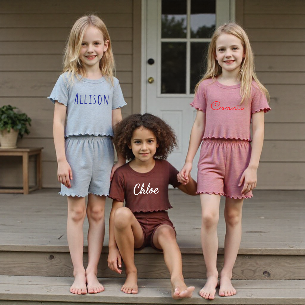 Personalized Girl Summer Ribbed T-Shirt and Shorts Set| Cloth230