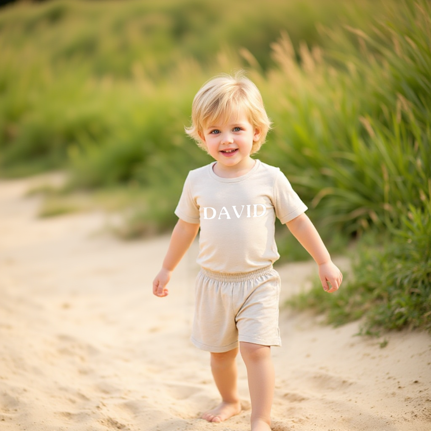 Personalized Kid Summer Puff Name T-Shirt and Shorts Set| Cloth232