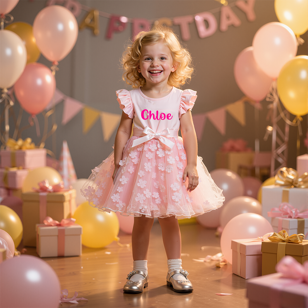 Personalized Girl Butterfly Mesh Birthday Dress| Dress22