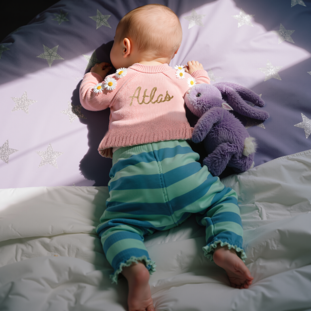Personalized Baby Hand Embroidered Daisy Cardigan| Cloth241