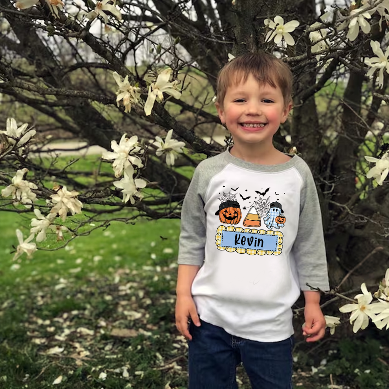 Personalized Kids Halloween  Ghost Pumpkin Long Sleeves Shirt| Cloth12451