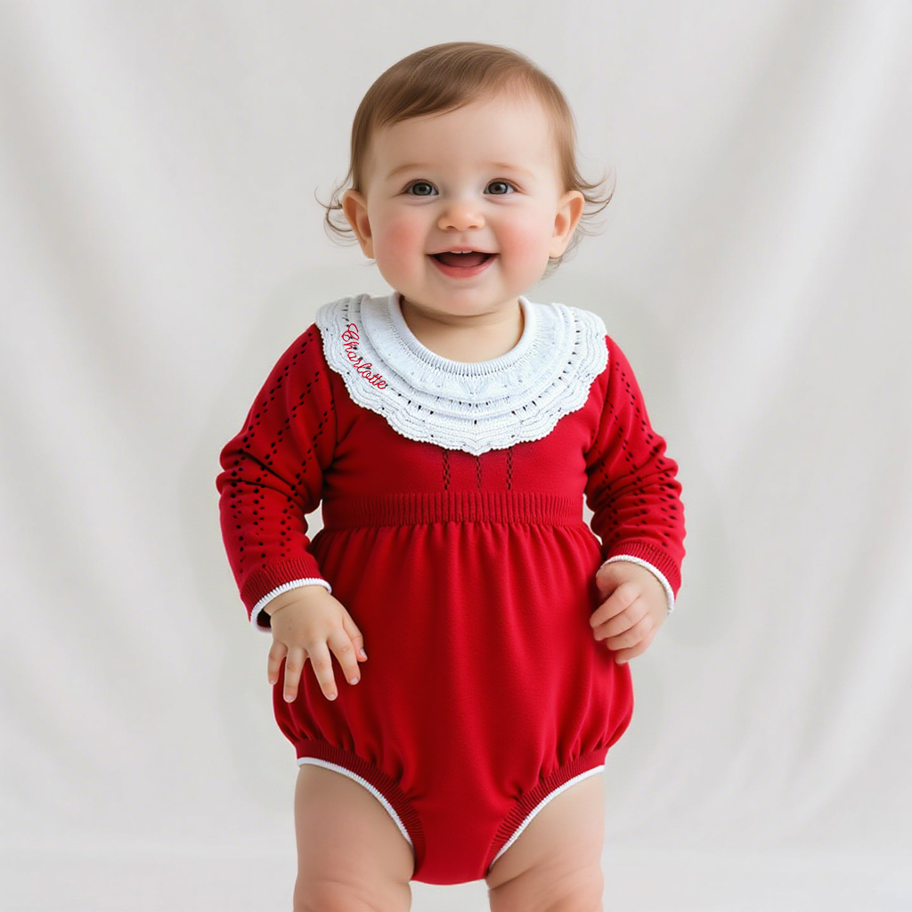 Personalized Baby Girl Christmas Embroidered Bubble Romper| BBcloth99