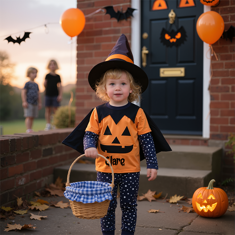 Personalized 4Pcs Baby Halloween Costumes Pumpkin Outfit| YESHalloween04