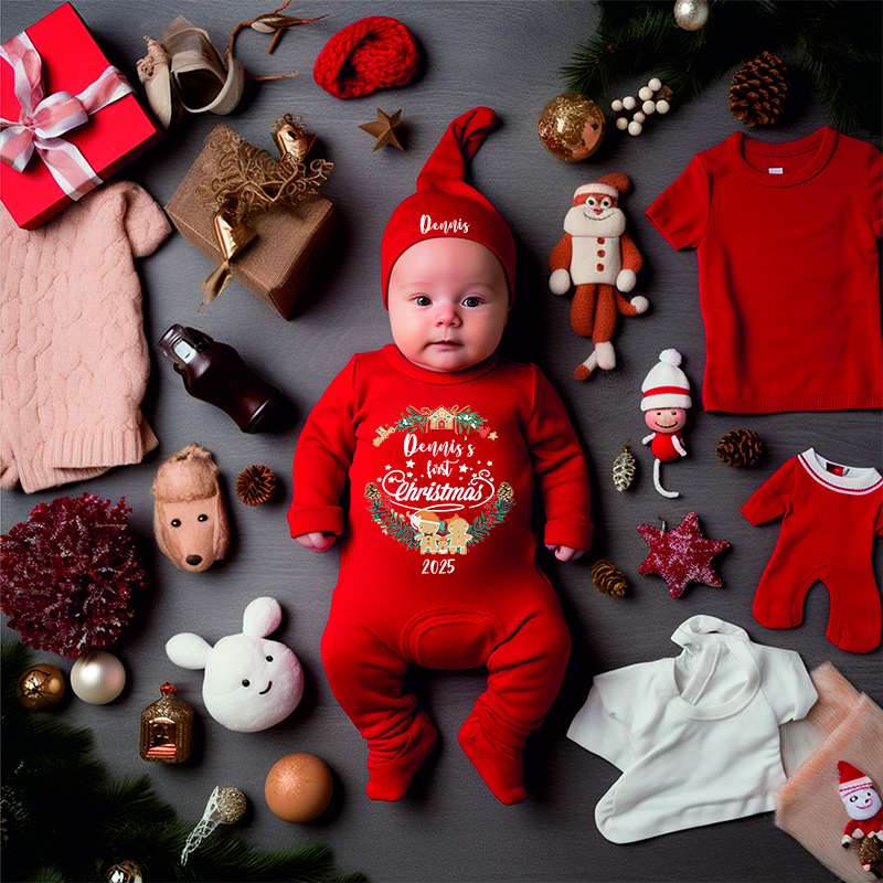 Personalized Baby First Christmas Outfit| BBCloth1209