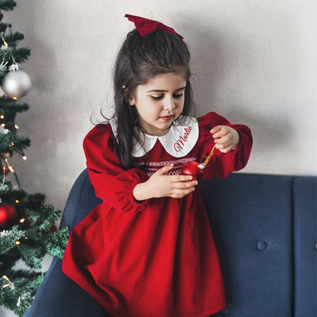 Personalized Girl Embroidered Christmas outfit| Cloth242