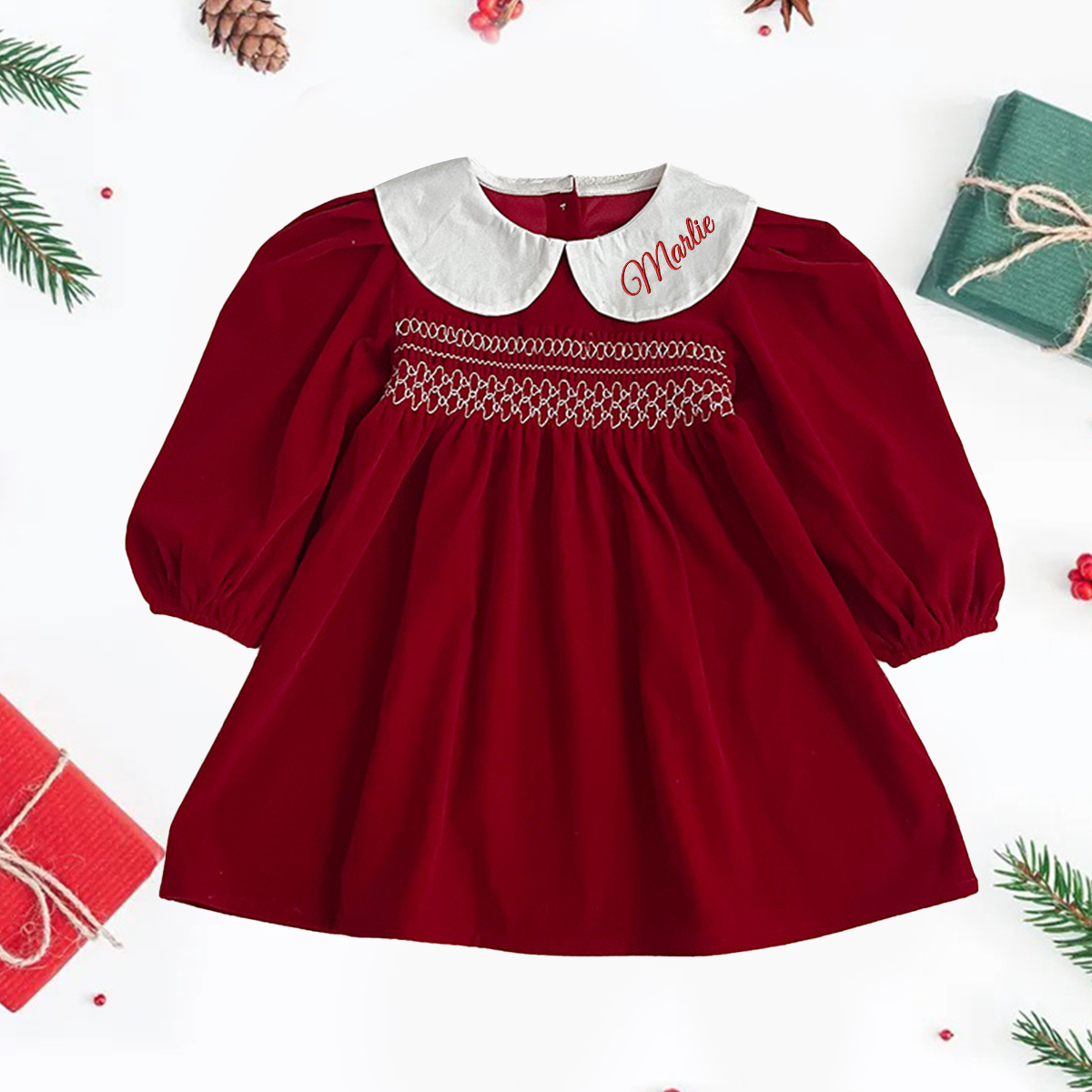 Personalized Girl Embroidered Christmas outfit| Cloth242