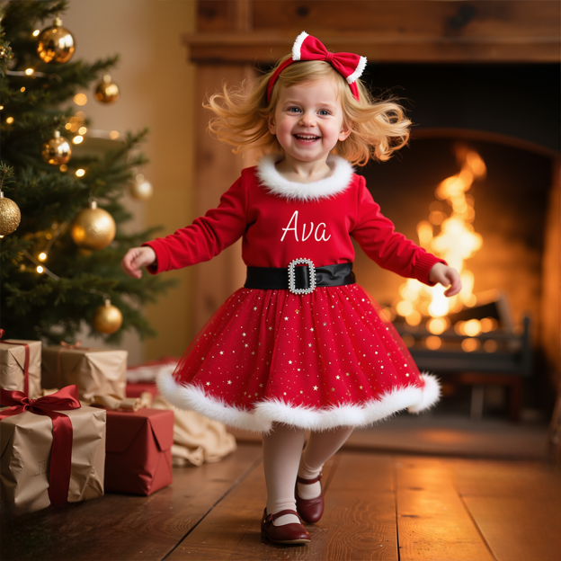 Personalized Girl Christmas Dress| Cloth64