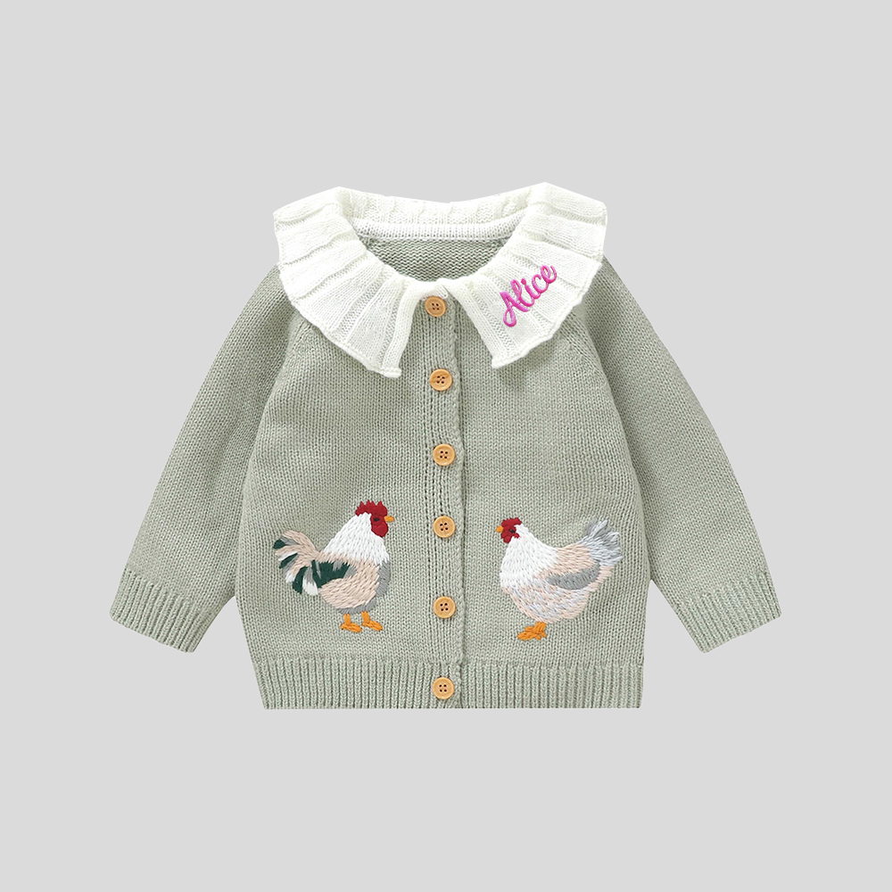 Personalized Baby Embroidered Chick Cardigan| BBcloth102