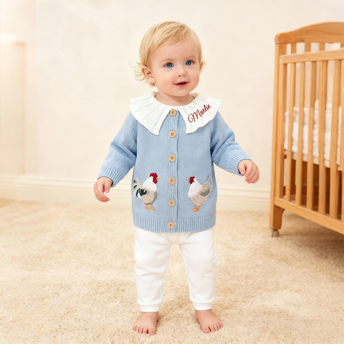 Personalized Baby Embroidered Chick Cardigan| BBcloth102