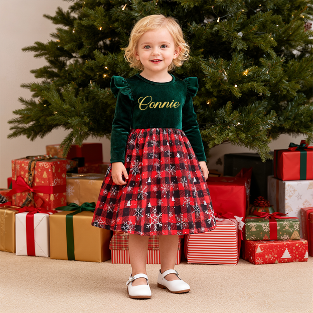 Personalized Girl Christmas Cute Snowflake Dress| YESMC25