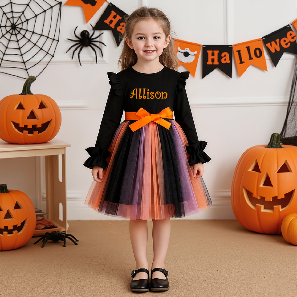 Personalized Girl Halloween Tuell Dress| YESHalloween08