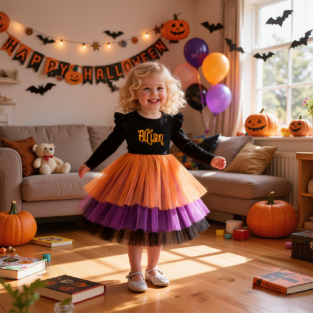 Personalized Girl Halloween Tulle Cake Dress| YESHalloween09
