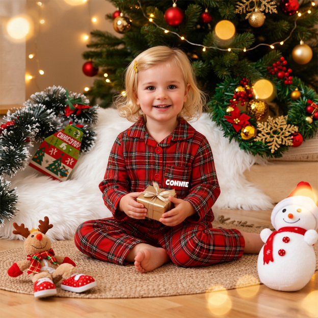 Personalized Kids Xmas Plaid Pajamas| YESMC33