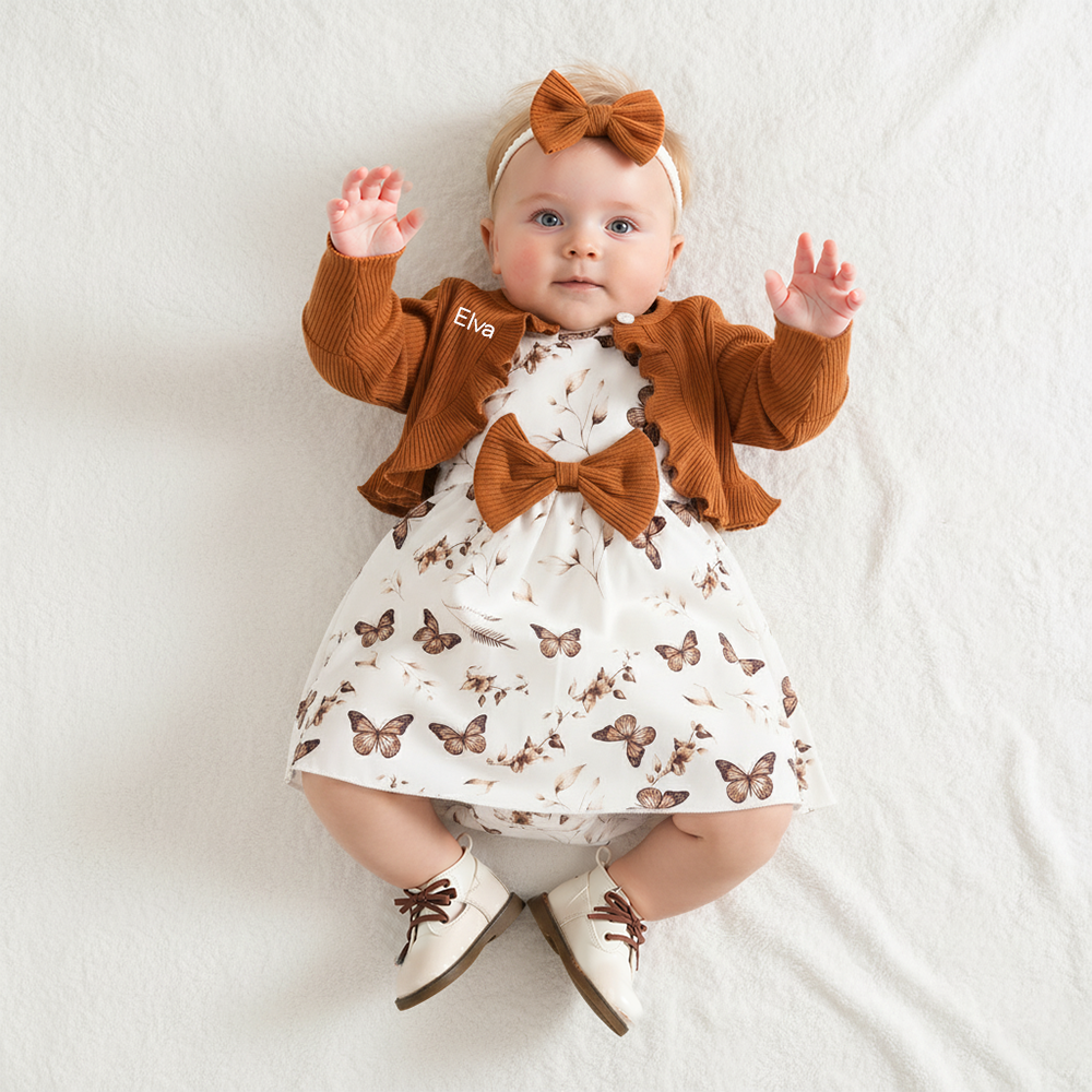 Personalized Baby Girl Butterfly Dress With Headband| BBcloth111