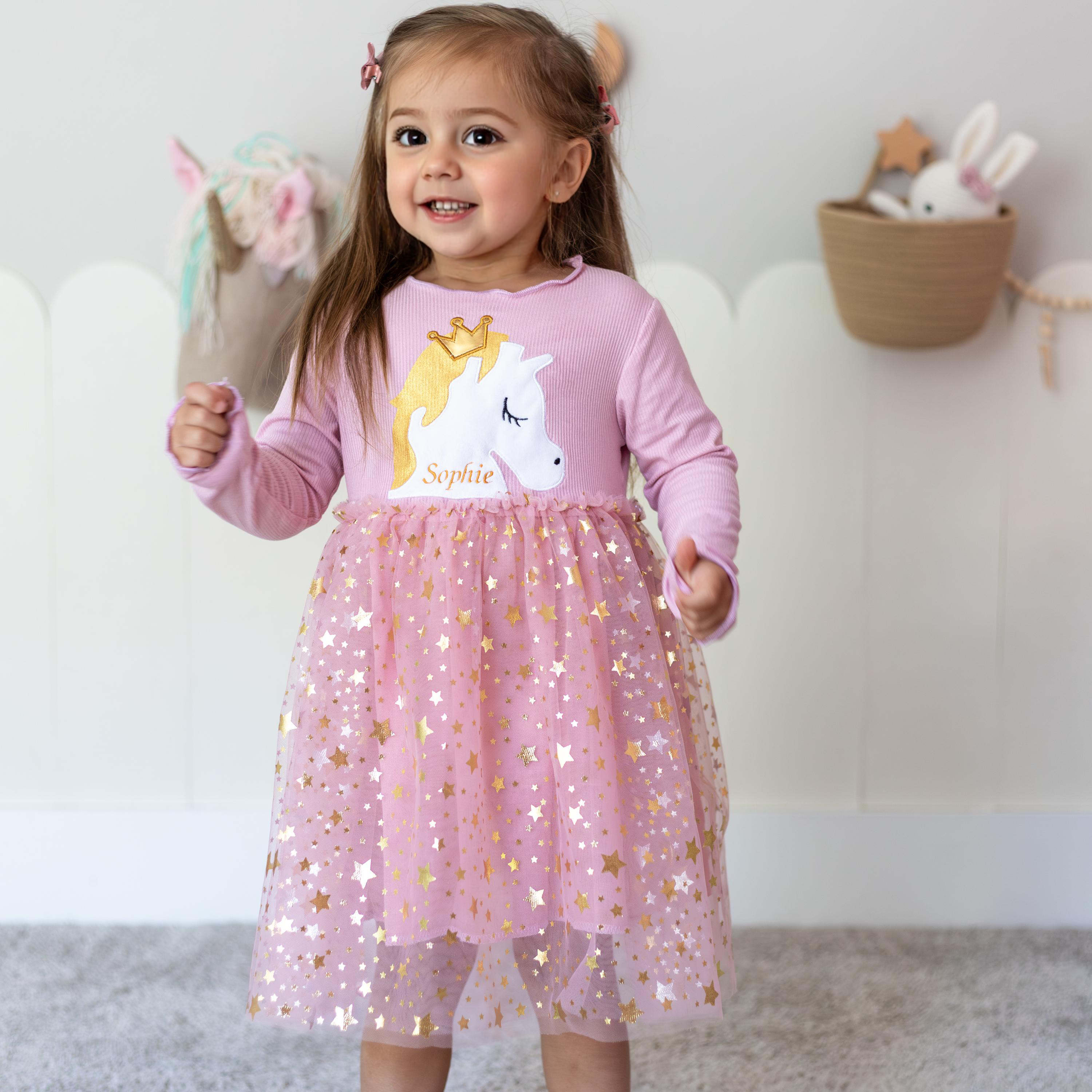 Personalized Girl Unicorn Birthday  Embroidered Tutu Dress| Dress42