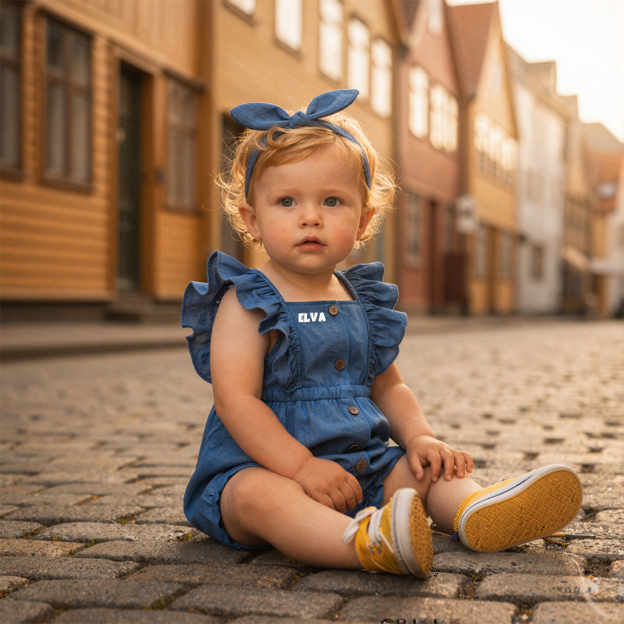 Personalized Baby Girl  Denim Romper Set| BBcloth117