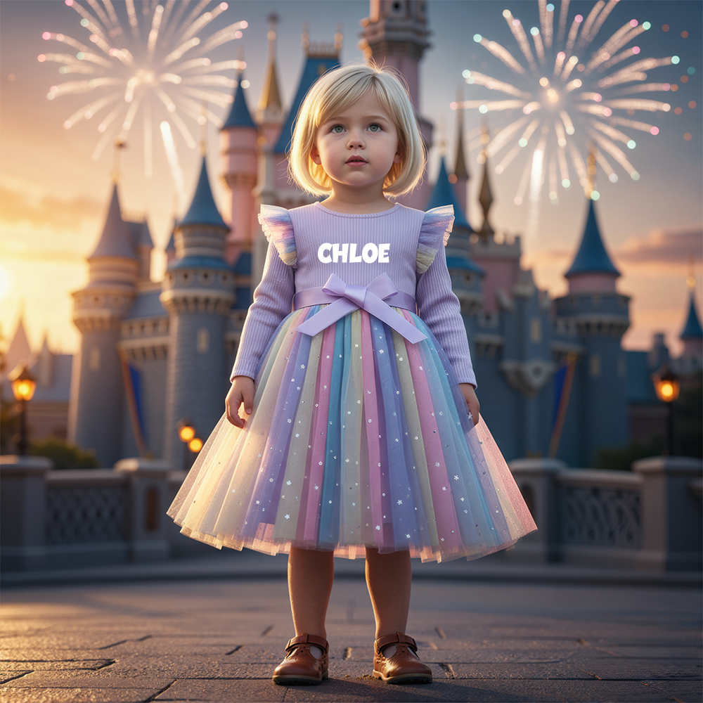 Personalized Girl Rainbow Sparkle Tulle Dress| Dress47