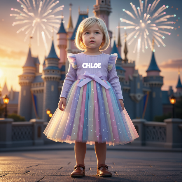 Personalized Girl Rainbow Sparkle Tulle Dress| Dress47