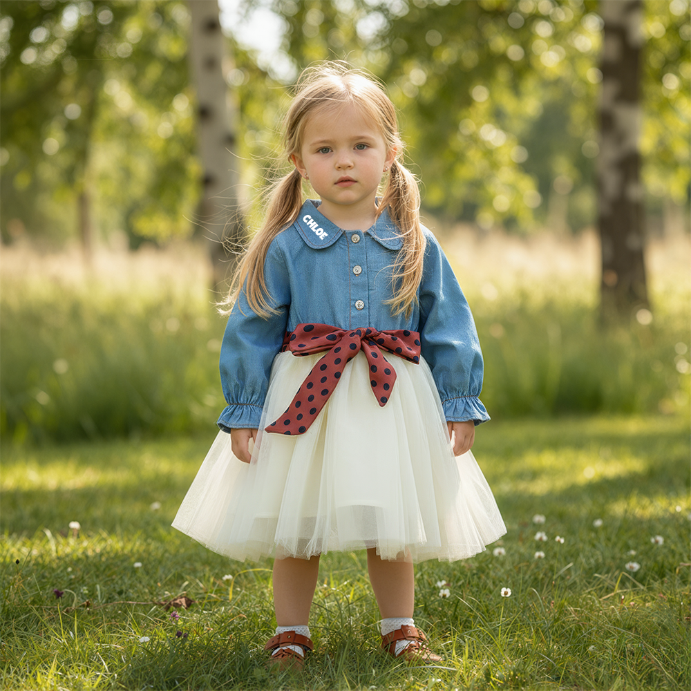 Personalized Girl Demin Tulle Dress| Dress46