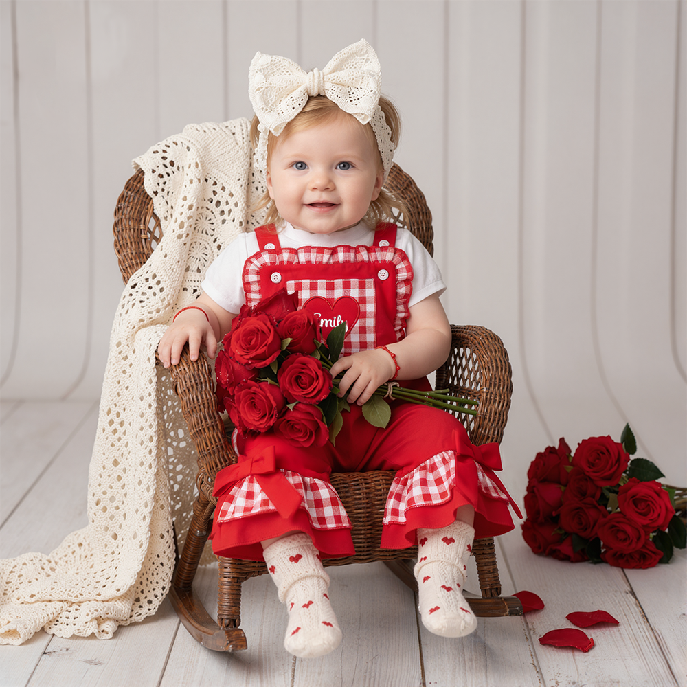 Personalized Girl Monogram Valentine's Day Heart Overalls| YESVa06
