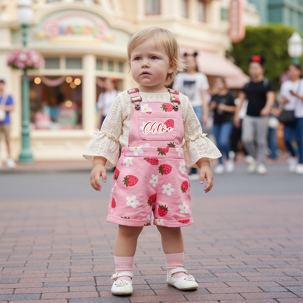 Personalized Girl Strawberry Overalls| Pants28