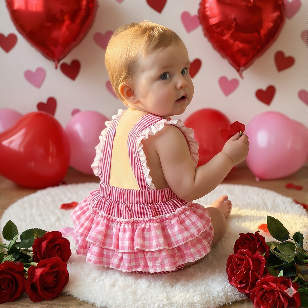 Personalized Baby Girl Embroidered Valentine’s Day Heart Romper| YESVa07