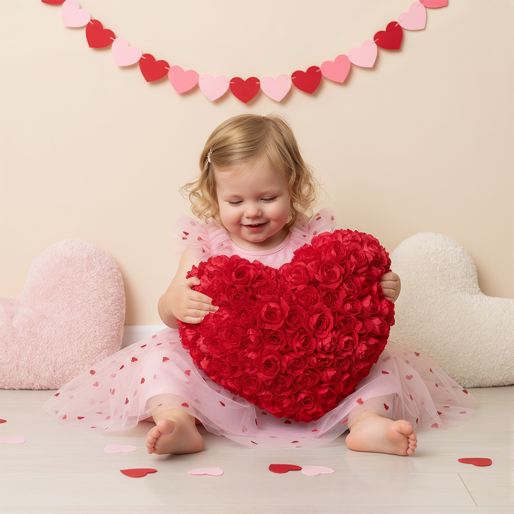Personalized Girl Valentine's Day Heart Mesh Dress| YESVa08