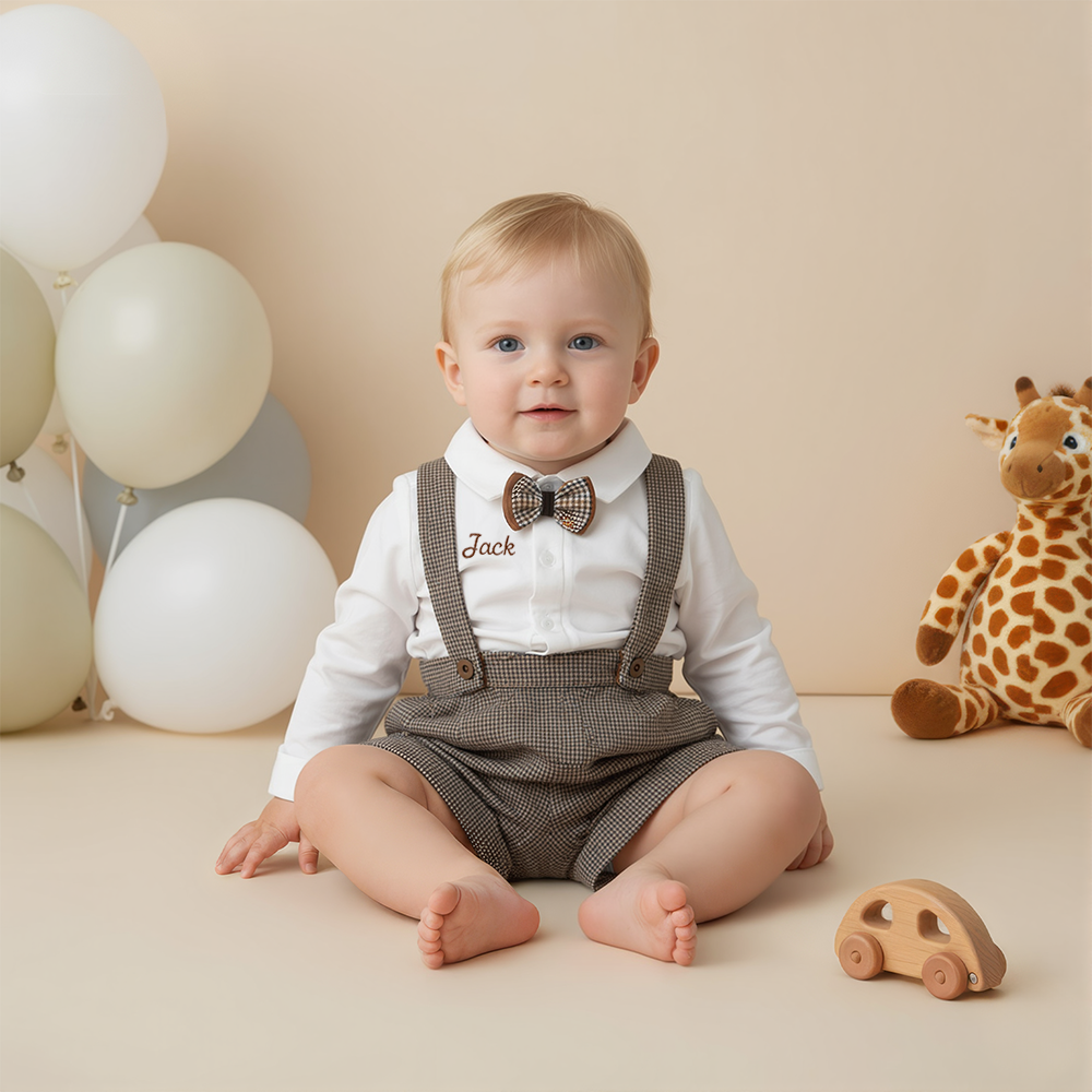 Personalized Baby Boy Embroidered Birthday Formal Outfit| BBcloth121