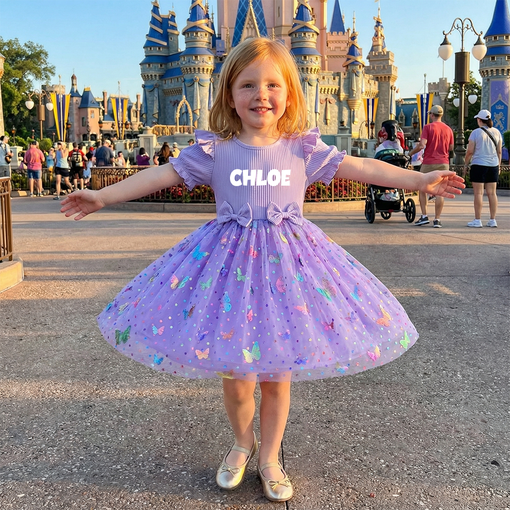 Personalized Girl Summer Butterfly Tutu Dress| Dress52
