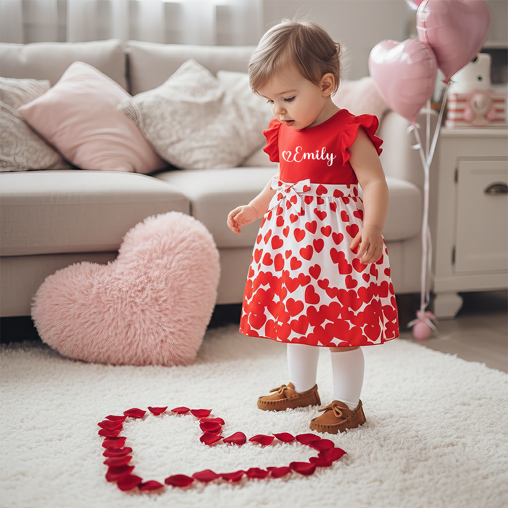Personalized Girl Valentine's Day Heart Dress| YESVa12