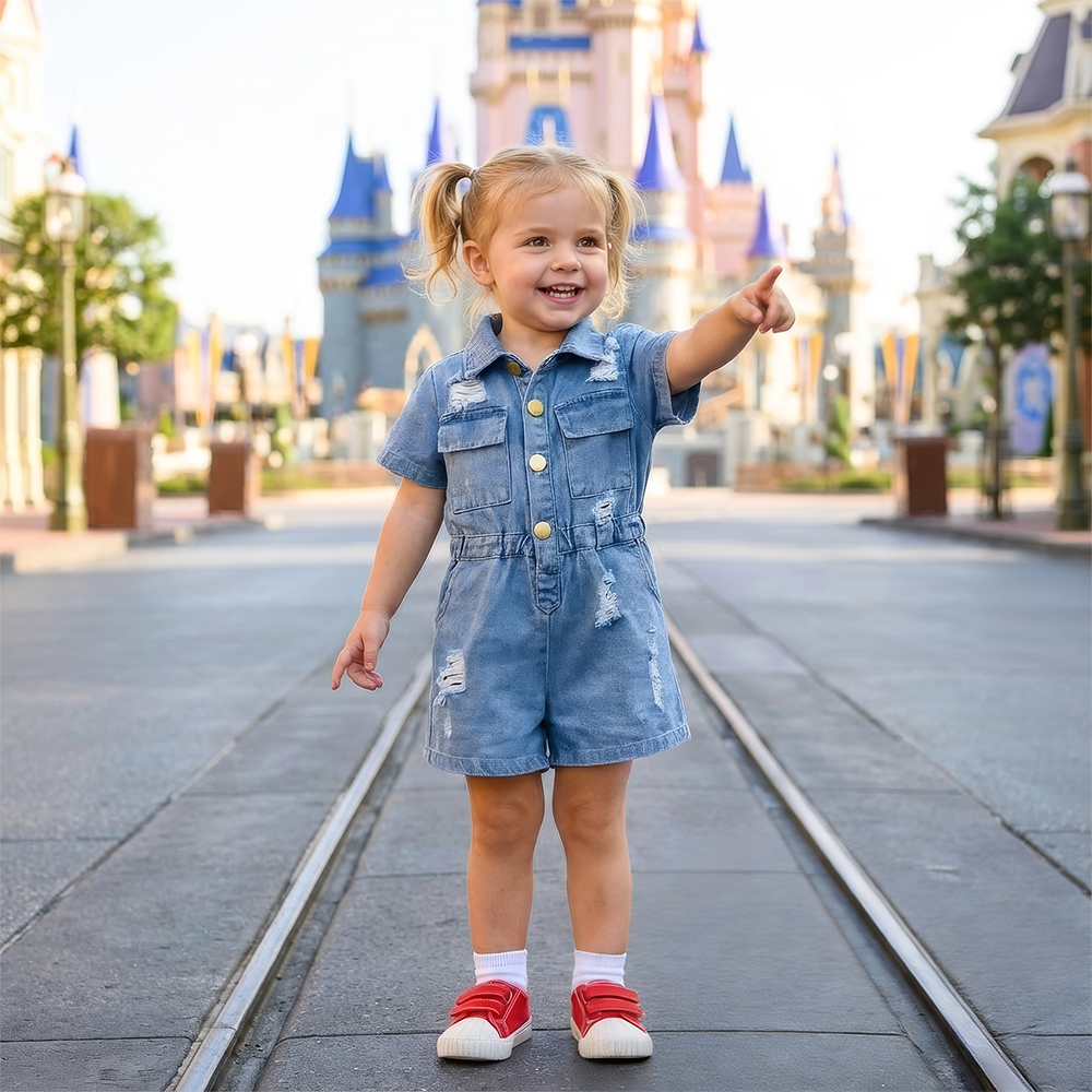 Personalized Kids Casual Denim Jumpsuit | Cloth264