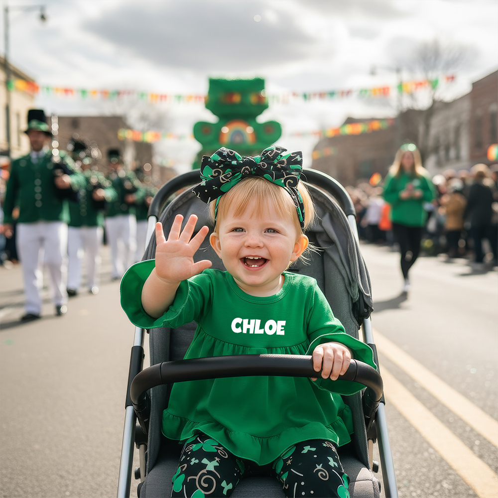 Personalized St. Patrick's Day Green Ruffle Baby Outfit Set| BBcloth122