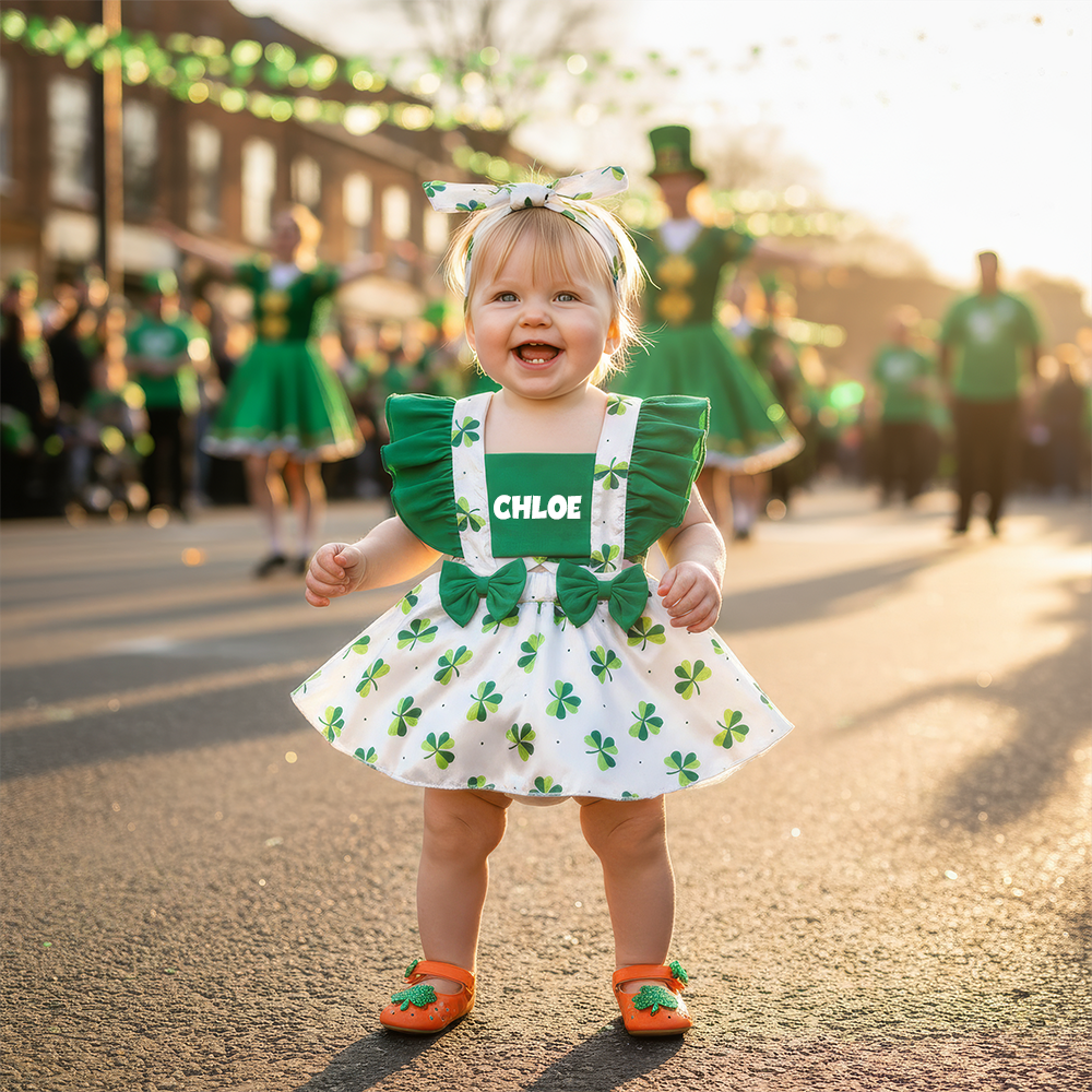 Personalized St. Patrick's Day Baby Dress & Headband Set| Dress60