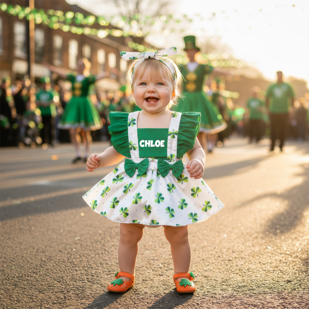 Personalized St. Patrick's Day Baby Dress & Headband Set| Dress60