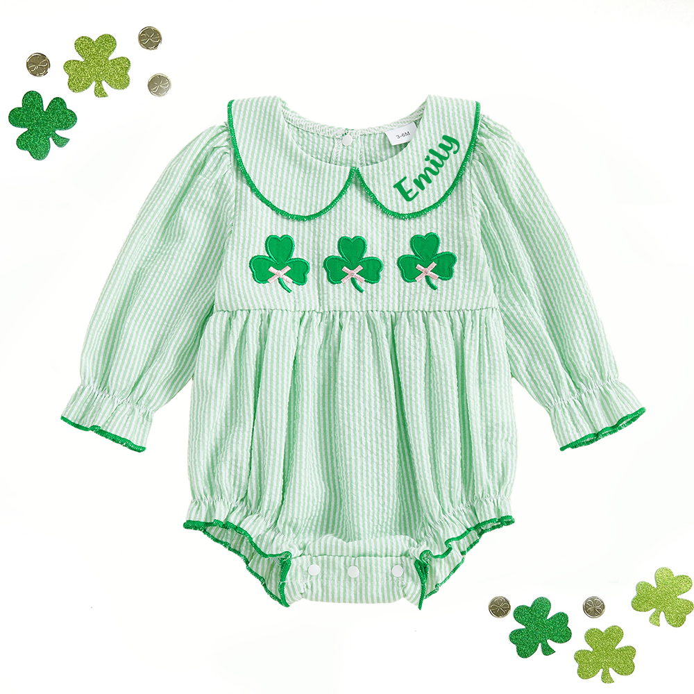 Personalized Baby Girl St. Patrick's Day Romper| BBcloth125