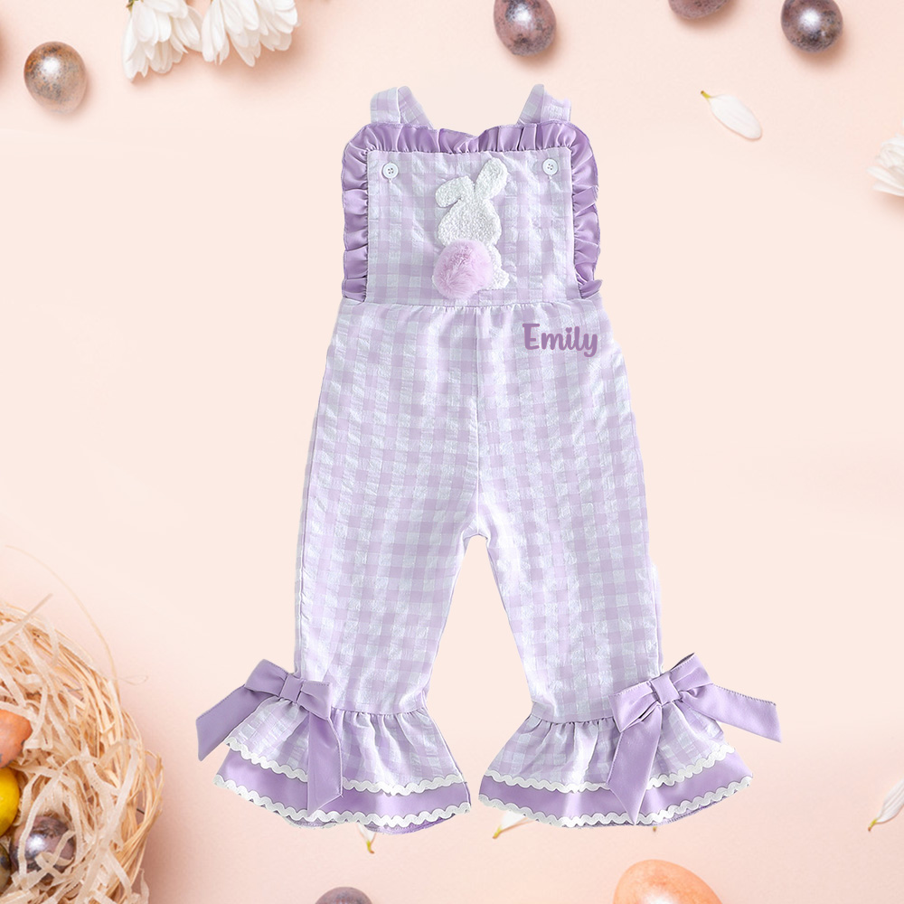 Personalized Girl Easter Bunny Overalls| Pants38