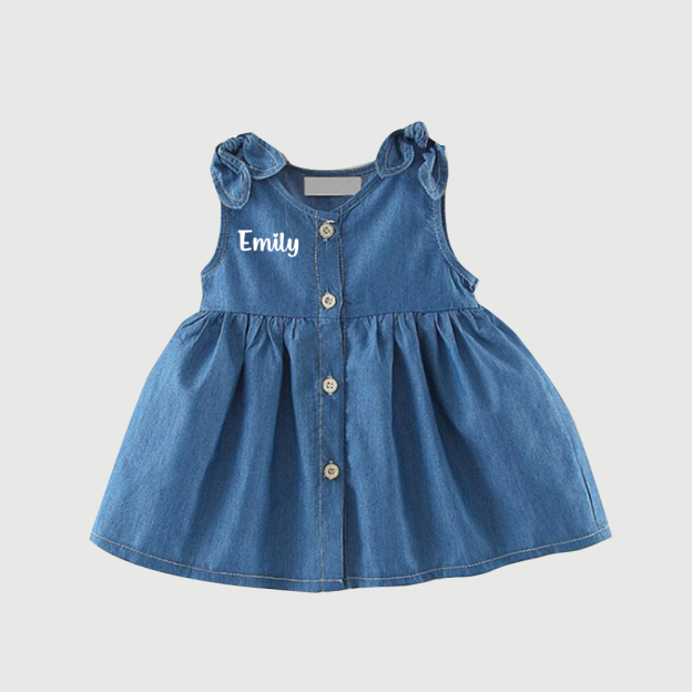 Personalized Baby Girl Summer Sleeveless Denim Dress| Dress72