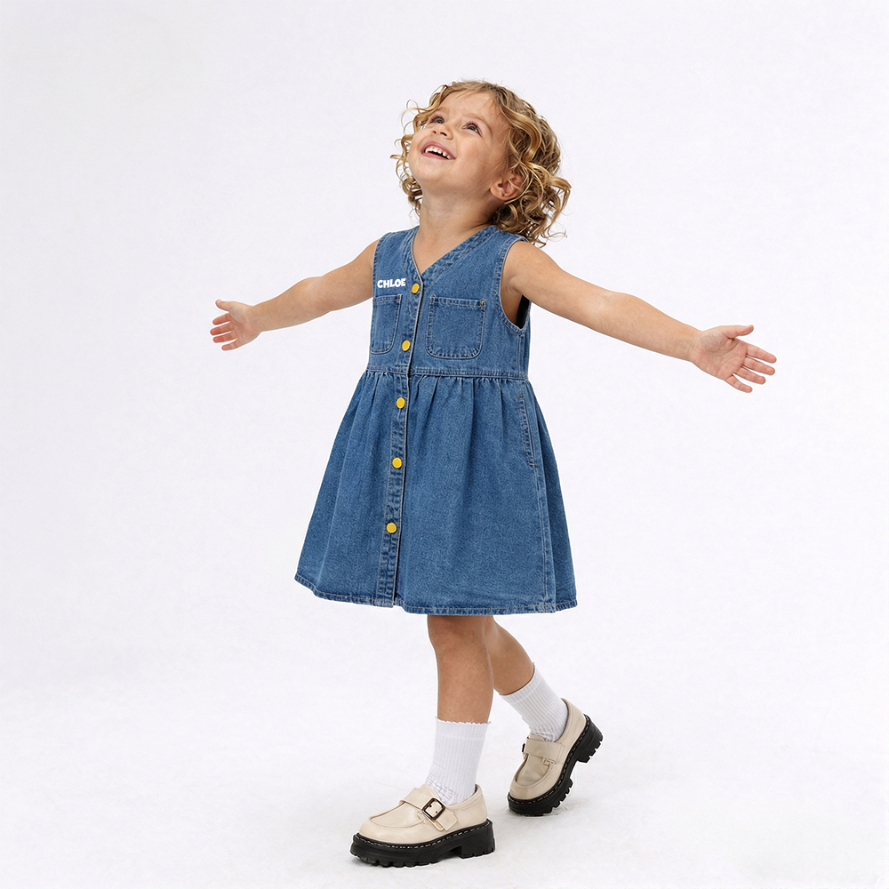 Personalized Girl Summer Denim Vest Dress| Dress70