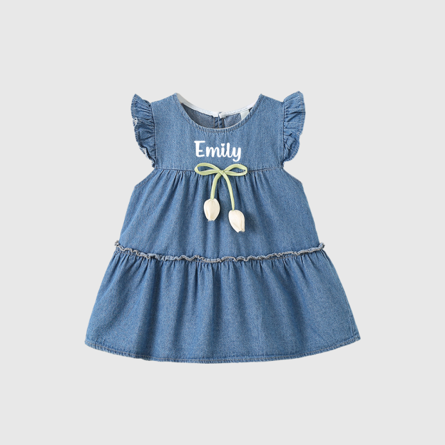 Personalized Baby Girl Summer Denim Dress| Dress75