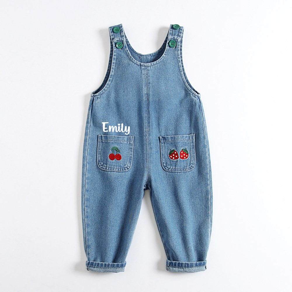 Personalized Girl  Fruit Pocket Denim Overalls| Pants50