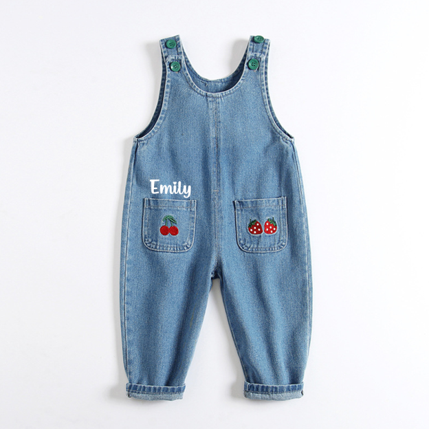 Personalized Girl  Fruit Pocket Denim Overalls| Pants50