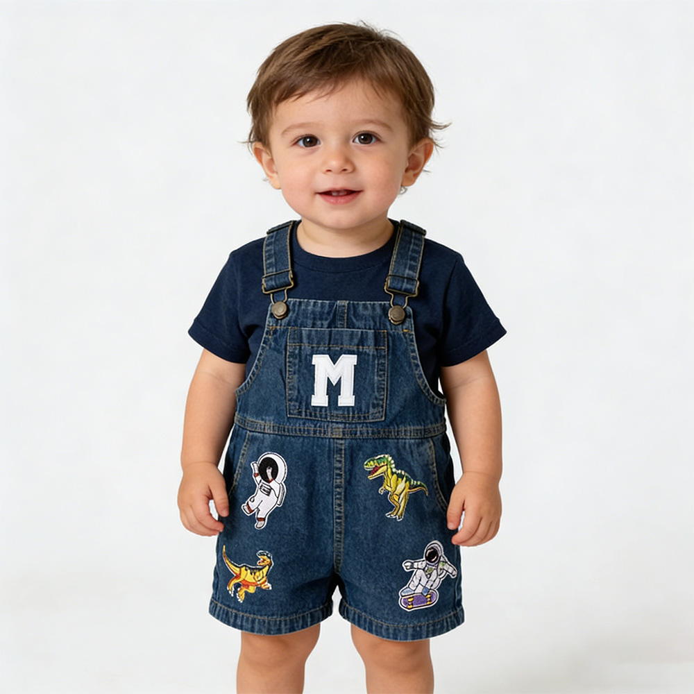 Personalized Kids Patch Denim Overalls| Pants23