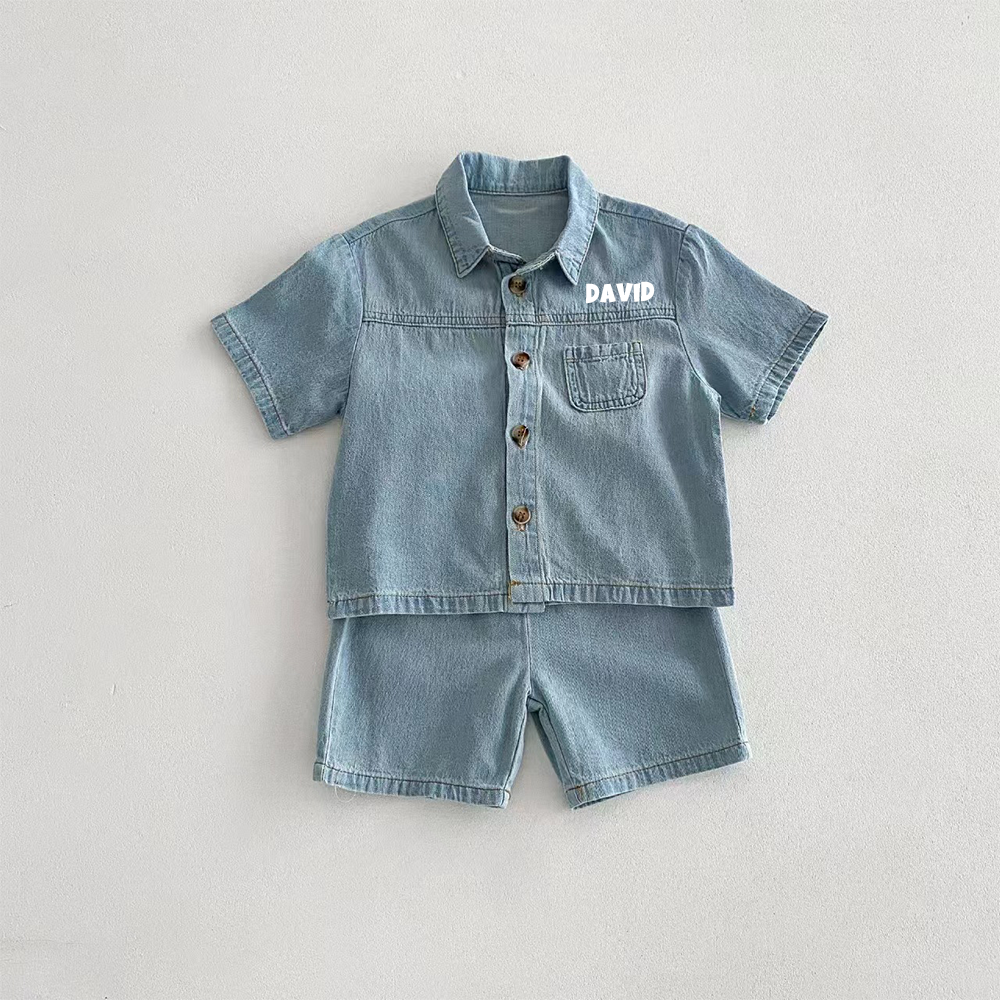 Personalized Boy Casual Denim Two-Piece Set| Cloth268
