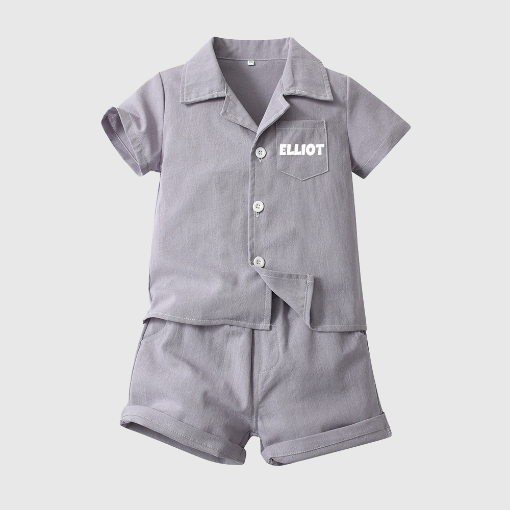 Personalized Boy Summer Casual Linen Short Set| Cloth269