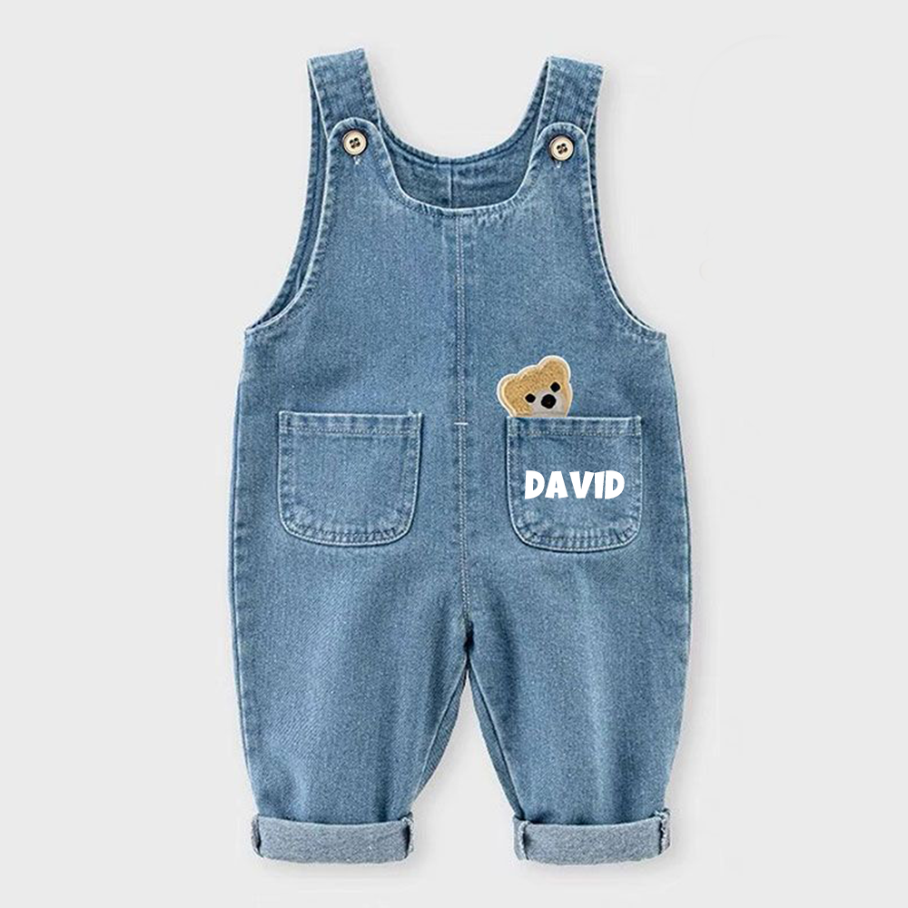 Personalized Boy Cute Bear Denim Overalls| Pants54