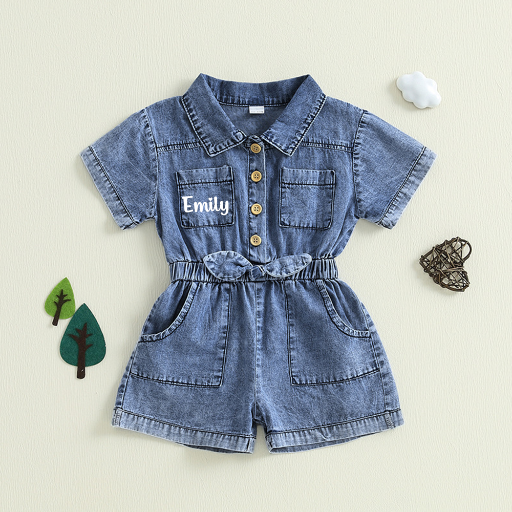 Personalized Girl Casual Denim Jumpsuit | cloth275