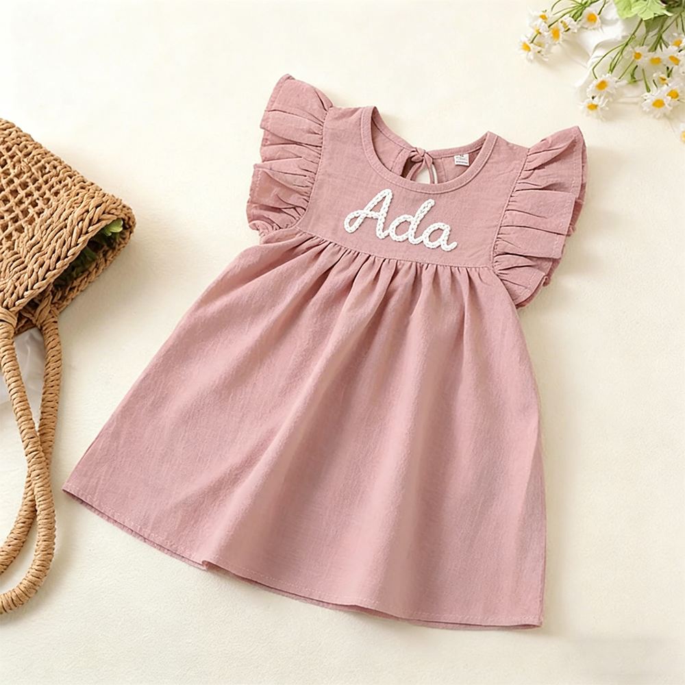 Personalized Girls Hand-Embroidered Name Ruffle Bubble Dress| Dress86