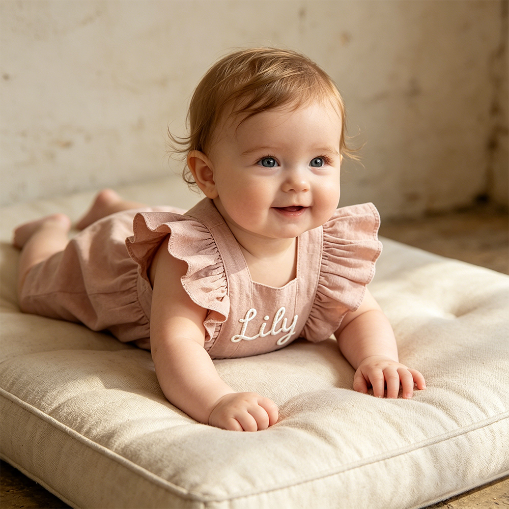 Personalized Baby Girl Hand Knitted Bubble Romper| BBcloth136