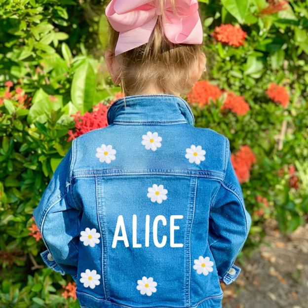 Personalized Girls Flower Denim Jackets | Cloth92