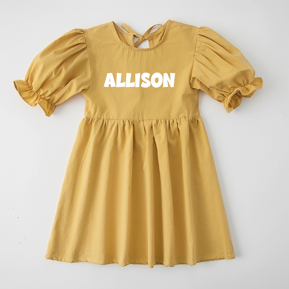 Personalized Girl Puff Sleeve Summer Dress| Dress108